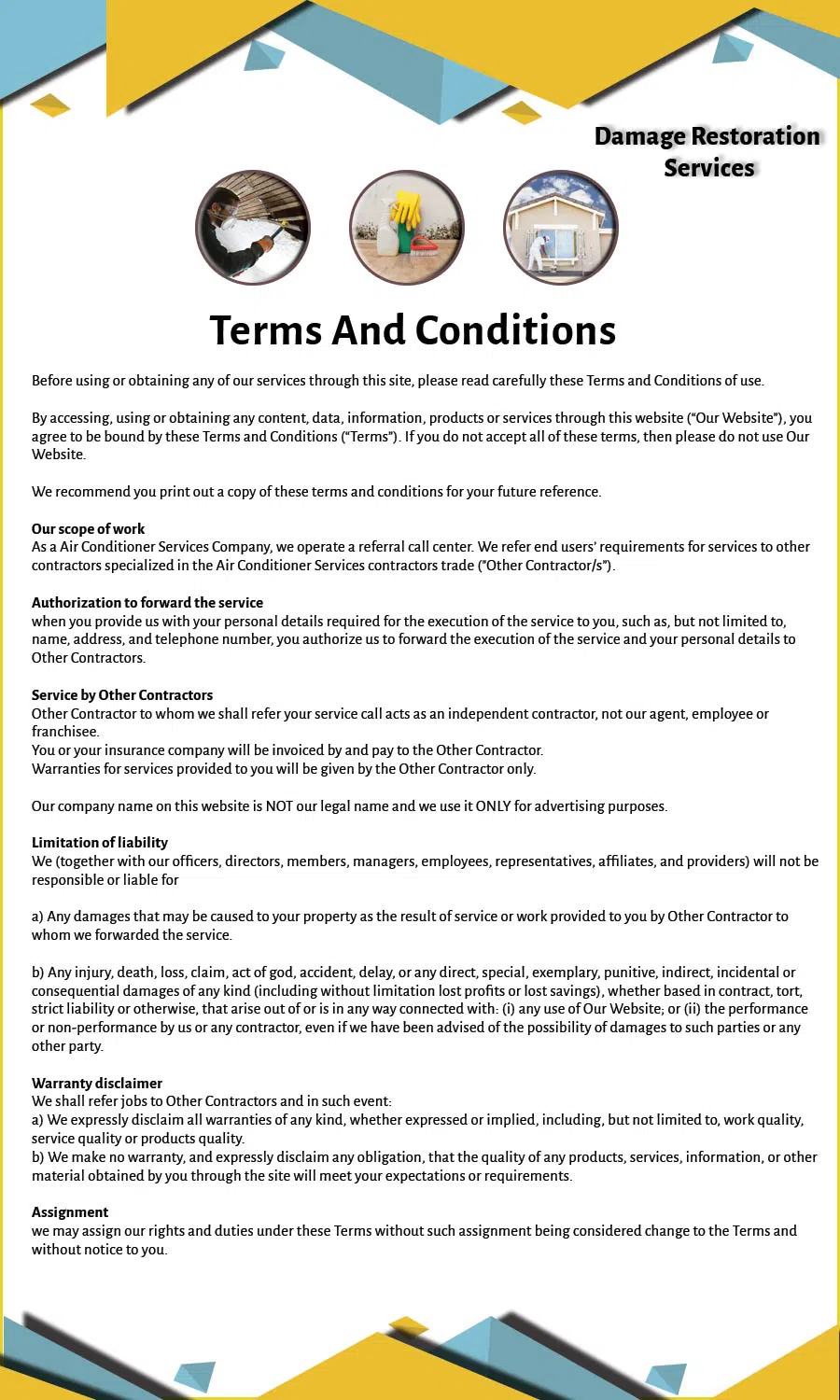 Boca Raton Emergency Restoration Boca Raton, FL 561-288-2566 - terms-and-conditions